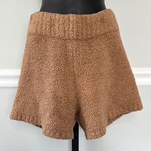 SKIMS Cozy Knit Boucle Shorts Sz S/M Camel Brown Soft Stretch‎ Loungewear